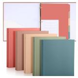 Ctosree 5 Sets 1 Inch Heavy Duty 3 Ring Binder with 2 Pockets with 5 Tab Dividers 8.5 x 11 Inch Plastic Film and File Folder Labels for Letter Size Paper Office Home Supplies(Retro Color) - Retail: $3