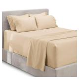 Hearth & Harbor Extra Deep Pocket Sheets - Fits Mattress 18-24 Inches Deep - Extra Deep Pocket Split King Size Sets - 7 Piece Split King Size - Cream - Retail: $39