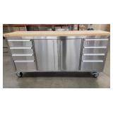 Trinity 72-inch Stainless Steel Rolling Workbench TLS-7204