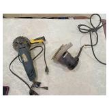 Chicago Electric Double Cut Saw Model 333  small sander both units power on  one needs work on cord