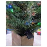 Pre-lit Artificial  Tree in Wooden Box 24 inches tall