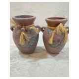 Southwestern Clay Pottery Set with Turquoise Design