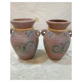 Southwestern Clay Pottery Set with Turquoise Design