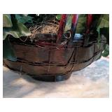 Artificial Ivy Hanging Basket with Red Handle 16 inch tall