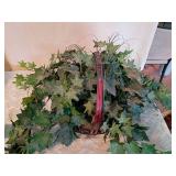 Artificial Ivy Hanging Basket with Red Handle 16 inch tall