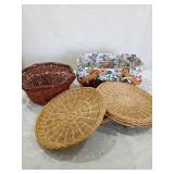 Longaberger Style Floral Lined Basket Set