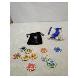 Vegas Golf Game Set with Poker Chips and Blue Golfer night light