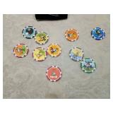 Vegas Golf Game Set with Poker Chips and Blue Golfer night light