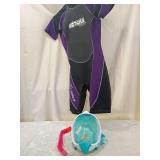 Wetsuit and Snorkel Mask Set - Gotcha Girls and Full Face Mask size 9/10