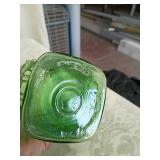 Green Glass Dessert Set with Textured Vase