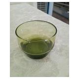 Green Glass Dessert Set with Textured Vase