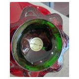Red Glass Decorative Bowl Set with Bottles