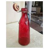 Red Glass Decorative Bowl Set with Bottles