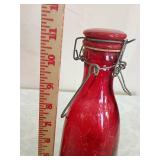 Red Glass Decorative Bowl Set with Bottles