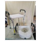 Nova Medical Bathroom Safety Set toilet riser and 16 inch wide shower chair