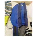 Dog lot including cone, sweater, and harnesses.