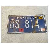 1976 Kansas License Plate US 814