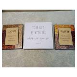 Inspirational Wall Art Set - Faith Love God Quote Plaques