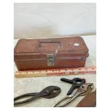 Metal Tool Box with Pliers Set