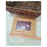 Decorative Storage Set - Brown Woven Basket and Grandchildren Quote frame