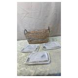 Decorative Woven Basket with Metal Scrollwork with clear storage bags