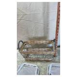 Decorative Woven Basket with Metal Scrollwork with clear storage bags