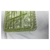 Light Green Depression Uranium Glass Relish Tray