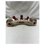 Red Cardinal Birds Pinecone Candle Holder