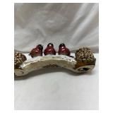 Red Cardinal Birds Pinecone Candle Holder