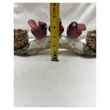 Red Cardinal Birds Pinecone Candle Holder