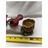 Red Cardinal Birds Pinecone Candle Holder