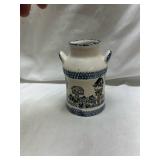 Blue and White Ceramic Creamer with Village Scene