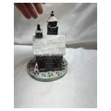 Winter Church Clock Figurine
