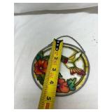 Hummingbird and Flowers Stained Glass Suncatcher