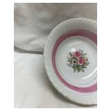 Rose Pattern China Plate with Pink Band