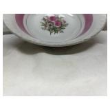 Rose Pattern China Plate with Pink Band