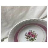 Rose Pattern China Plate with Pink Band