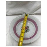 Rose Pattern China Plate with Pink Band