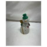 Ceramic Snowman Christmas Figurine with Green Top Hat