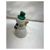 Ceramic Snowman Christmas Figurine with Green Top Hat