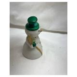 Ceramic Snowman Christmas Figurine with Green Top Hat