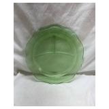 Green Depression Uranium Glass Divided Plate