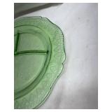 Green Depression Uranium Glass Divided Plate