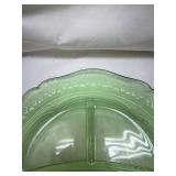 Green Depression Uranium Glass Divided Plate