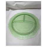 Green Depression Uranium Glass Divided Plate
