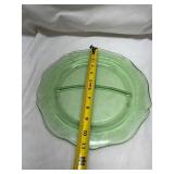 Green Depression Uranium Glass Divided Plate