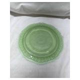 Depression Uranium Glass Green Dinner Plate