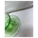 Green Depression Uranium Glass Tea Cup and Saucer Set