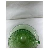 Green Depression Uranium Glass Tea Cup and Saucer Set