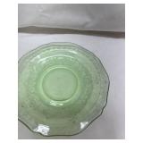 Green Depression Uranium Glass Tea Cup and Saucer Set